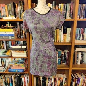 Rebecca Taylor Side Ruched Purple Floral Silk Mini Dress Sz 2 EUC